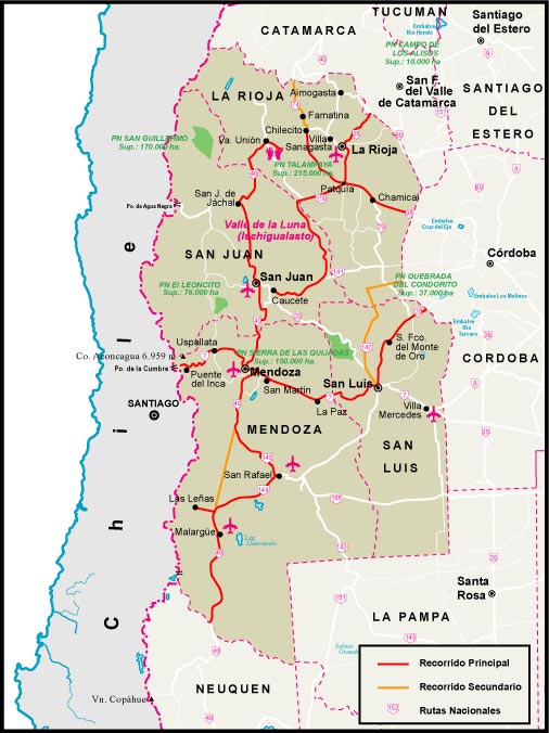 Mapa Región de Cuyo de Argentina