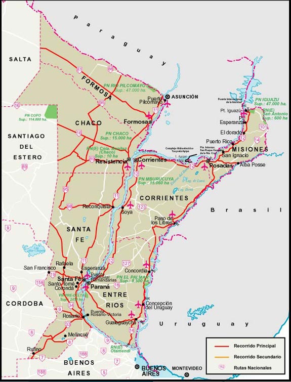 Mapa del Litoral Argentino