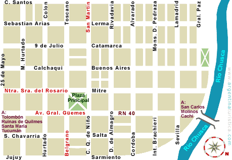Mapa Calles de Cafayate