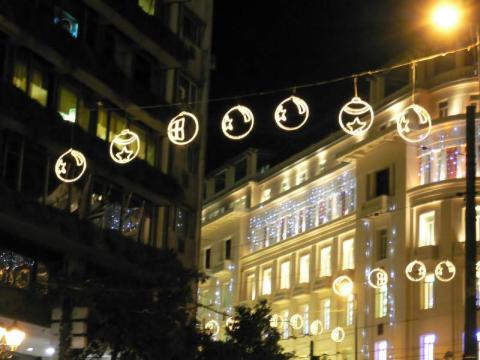 Adornos Navideños en las calles de Atenas