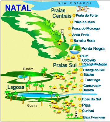 Mapa playas zona sur de Natal