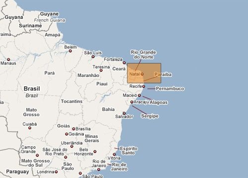 Mapa ubicación de Natal en Brasil