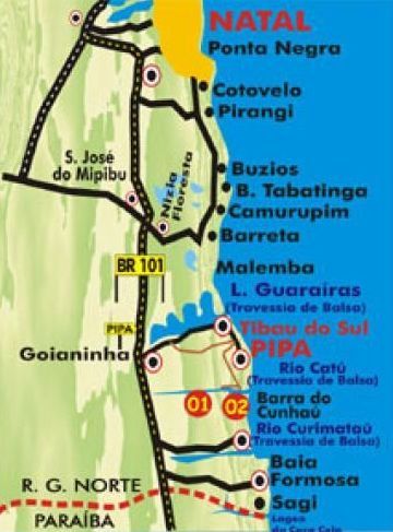 Mapa rutas de Pipa Brasil