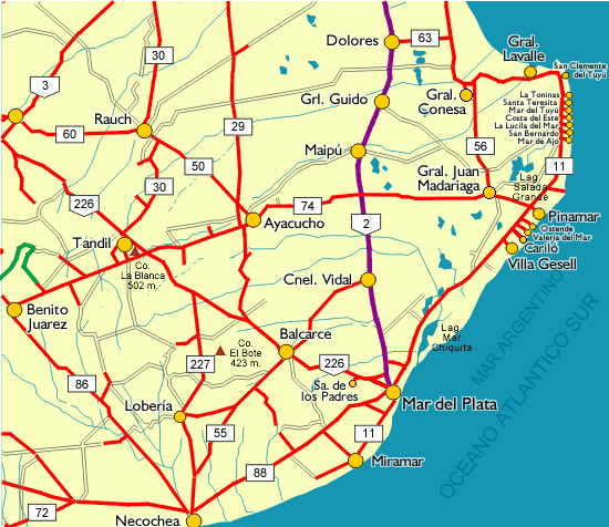 Mapa Rutas de Carilo