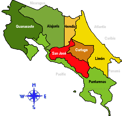 Mapa Provincias de Costa Rica