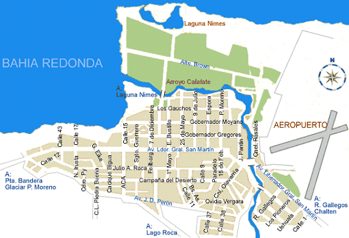 Plano de El Calafate - Calles