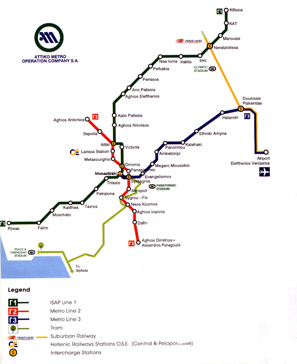 Mapa Metro de Atenas