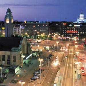 Vista de la ciudad de Helsinki en Navidad