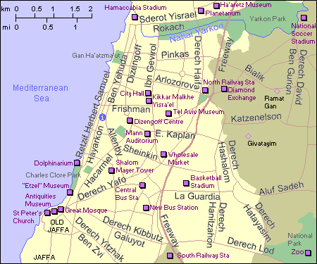 Mapa de la ciudad de Tel Aviv
