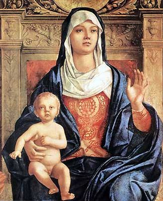 Madonna con Niño de Bellini se exhibe en la Pinacoteca Brera.