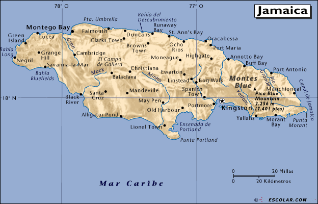 Mapa de Jamaica / Map of Jamaica
