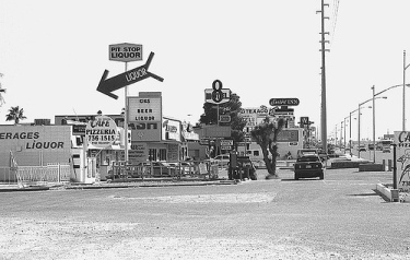 Parte Sur en la década del 80 de la calle Strip en Las Vegas Nevada
