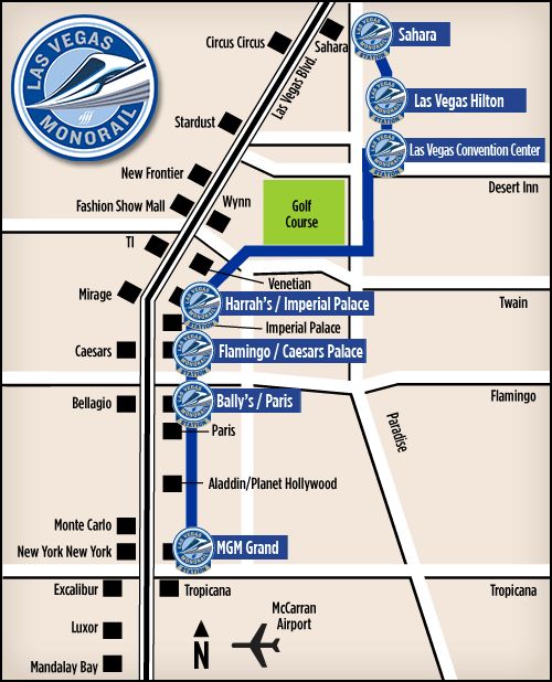 Mapa del Monorail de Las Vegas