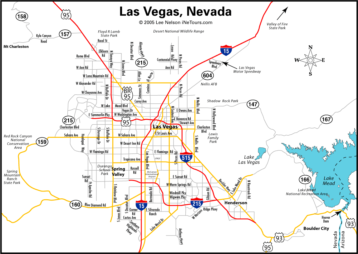 Mapas de las Rutas de Las Vegas Nevadas