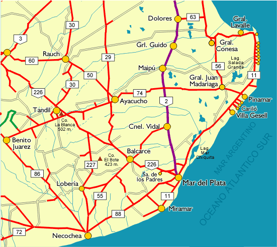 Rutas de Mar del Plata.