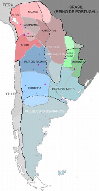 Mapa del Virreinato del Río de la Plata