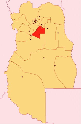 Mapa de la ubicación geográfica del departamento de Rivadavia en Mendoza 