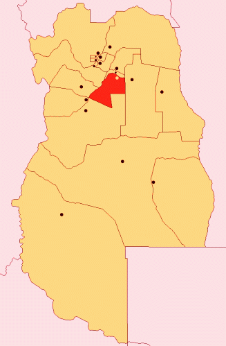 Mapa de la ubicación geográfica del departamento de Rivadavia en Mendoza