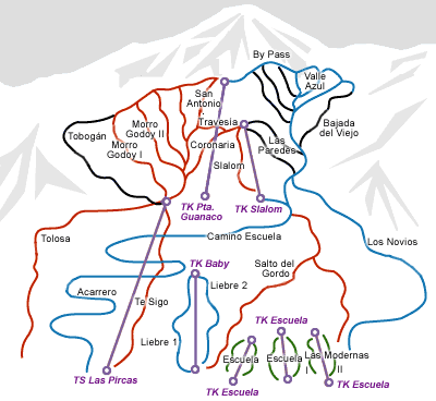 Mapa centro de esqui Los Penitentes