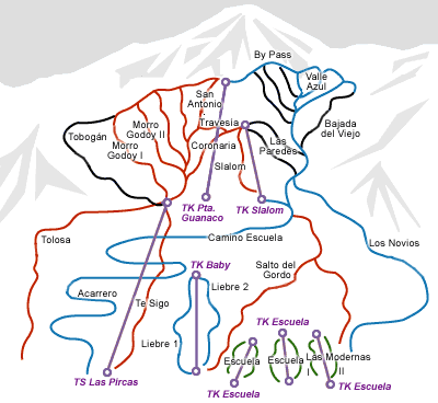 Mapa de las pistas Los Penitentes, Mendoza