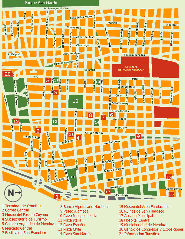 Mapa Calles / Centrico de Mendoza