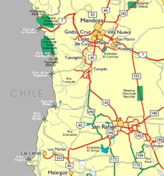 Ubicación en el mapa de Mendoza