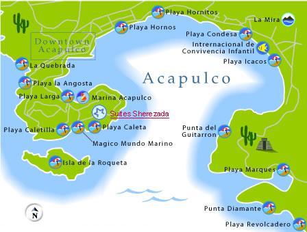 Mapa playas de Acapulco