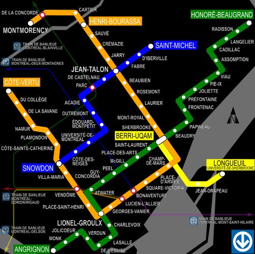 Mapa Metro de Montreal