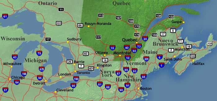 Mapa Rutas de Montreal
