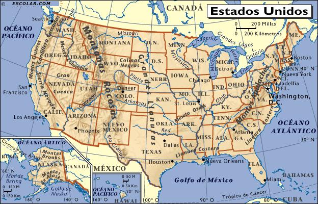 Mapa de los Estados Unidos de América