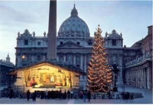 Piazza San Pietro en Roma con un Pesebre viviente
