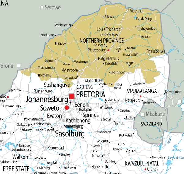 Mapa Provincia Cabo Norte (Northern Cape Province)