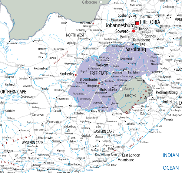 Mapa Provincia Estado Libre (Free State)