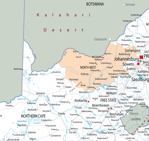 Mapa Provincia Noroeste (North West Province)