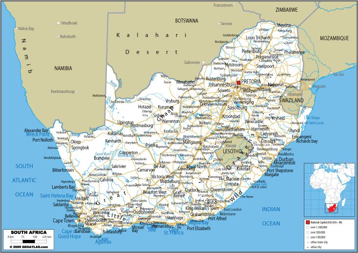 Mapa Rutas de Sudáfrica - Carreteras