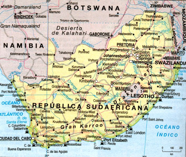 Mapa de Sudáfrica