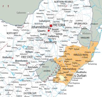 Mapa de KwaZulu-Natal (Sudáfrica)