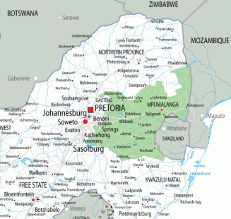 Mapa de la Provincia de Mpumalanga