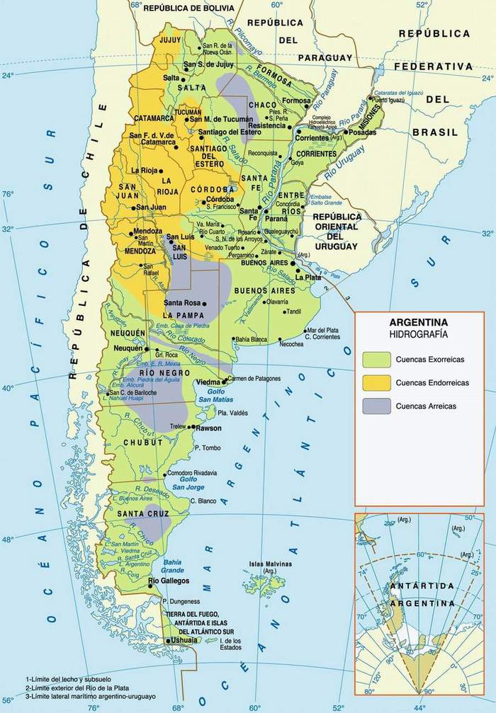 Mapa de Argentina Hidrográfico