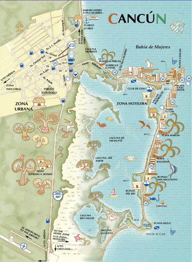 Mapa de Cancún