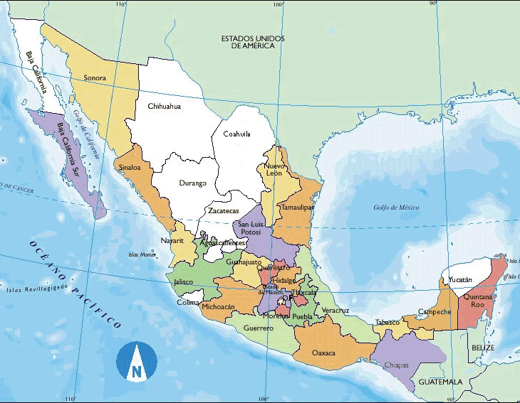 Mapa Geográfico de Mexico