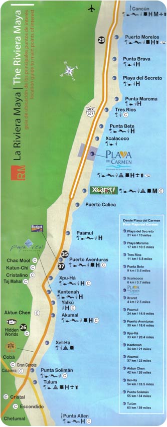 Mapa de la Riviera Maya