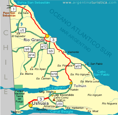 Mapa Rutas de Ushuaia