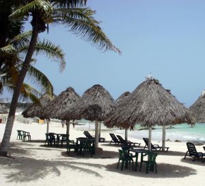 Palapas en la playa