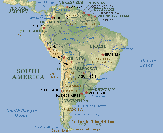 Mapa de Sudamérica