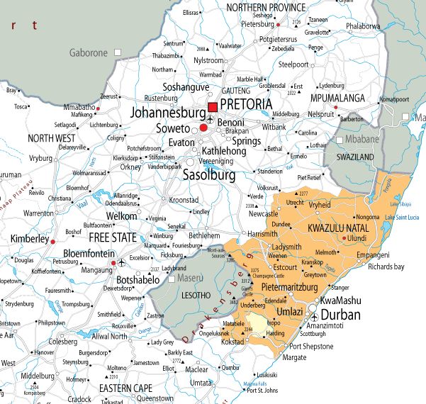 Mapa Provincia KwaZulu Natal