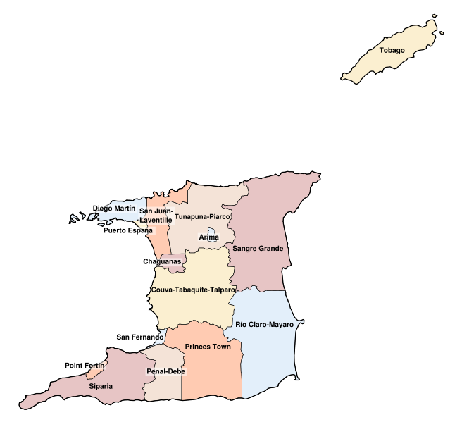 Ver Mapas Regiones de Trinidad y Tobago