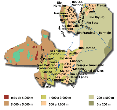 Mapa Salta Hidrografía y Relieve